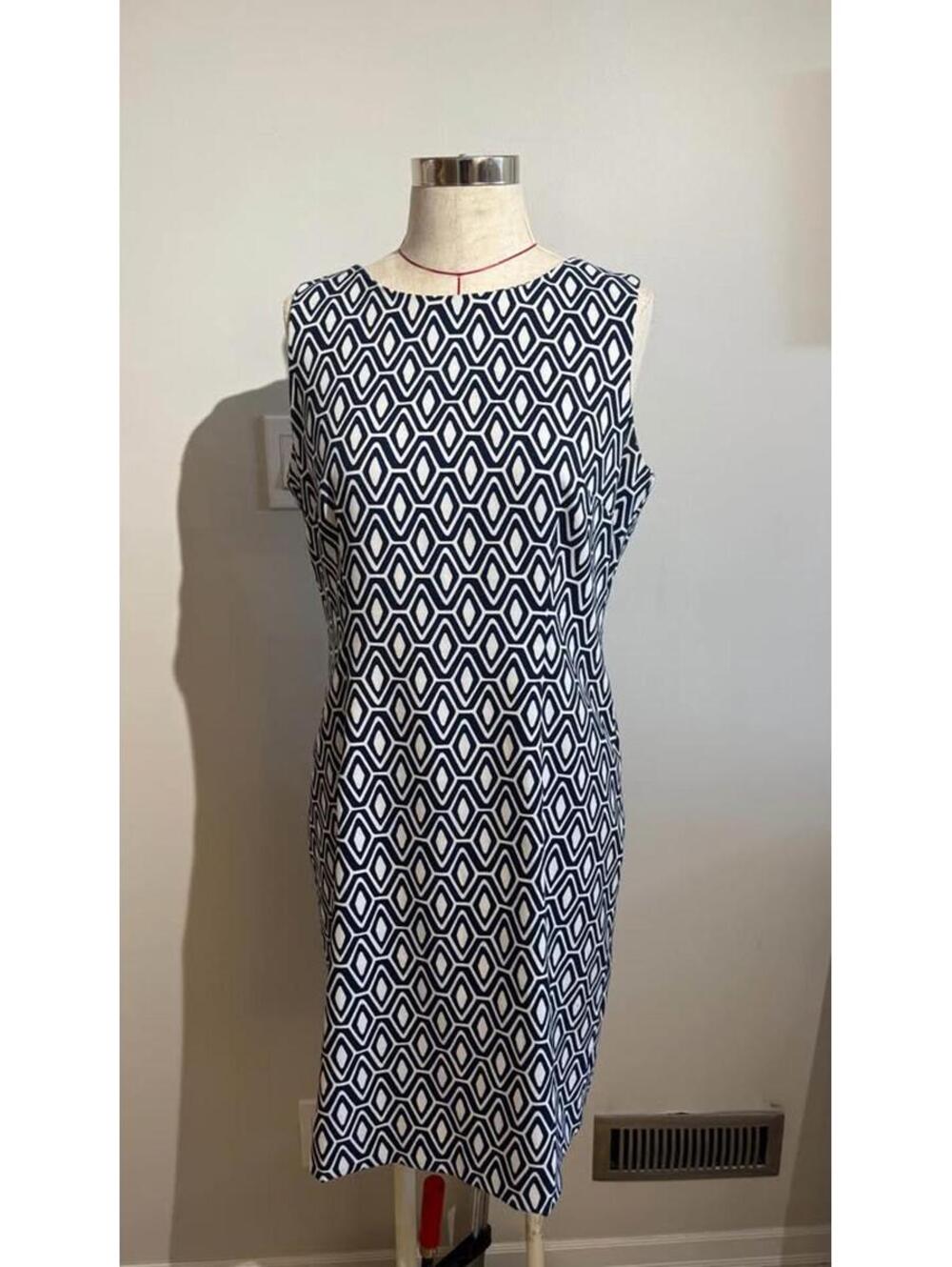 Mario Serrani Navy and White Sleeveless Dress Women's 12